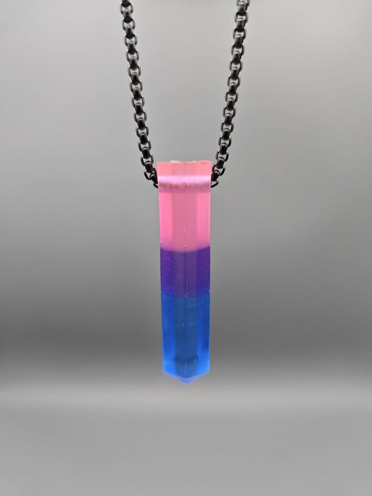 Handmade Pride Pendant – Rainbow, Trans & Bi Flag Epoxy Necklace