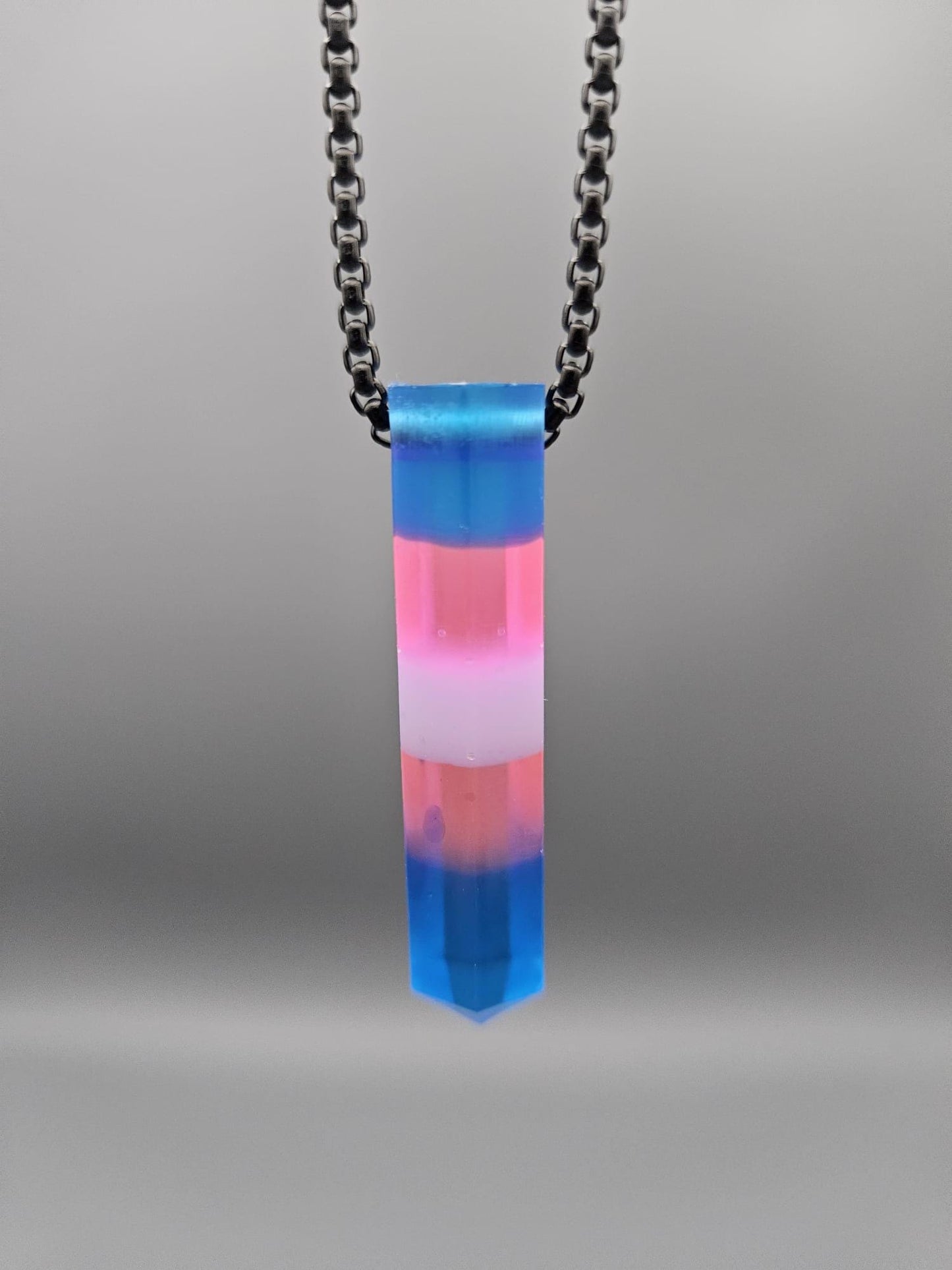 Handmade Pride Pendant – Rainbow, Trans & Bi Flag Epoxy Necklace